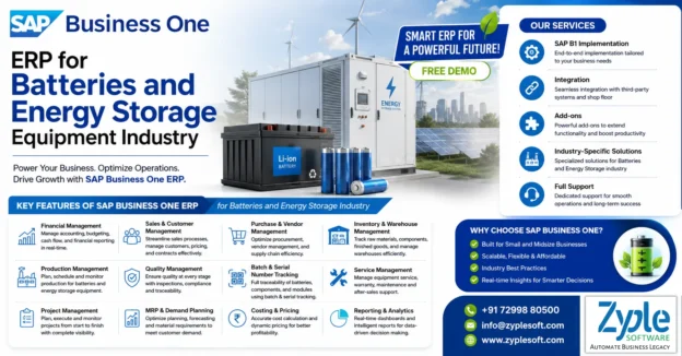 SAP Business One ERP for Batteries and Energy Storage Equipment Industry by Zyple Software