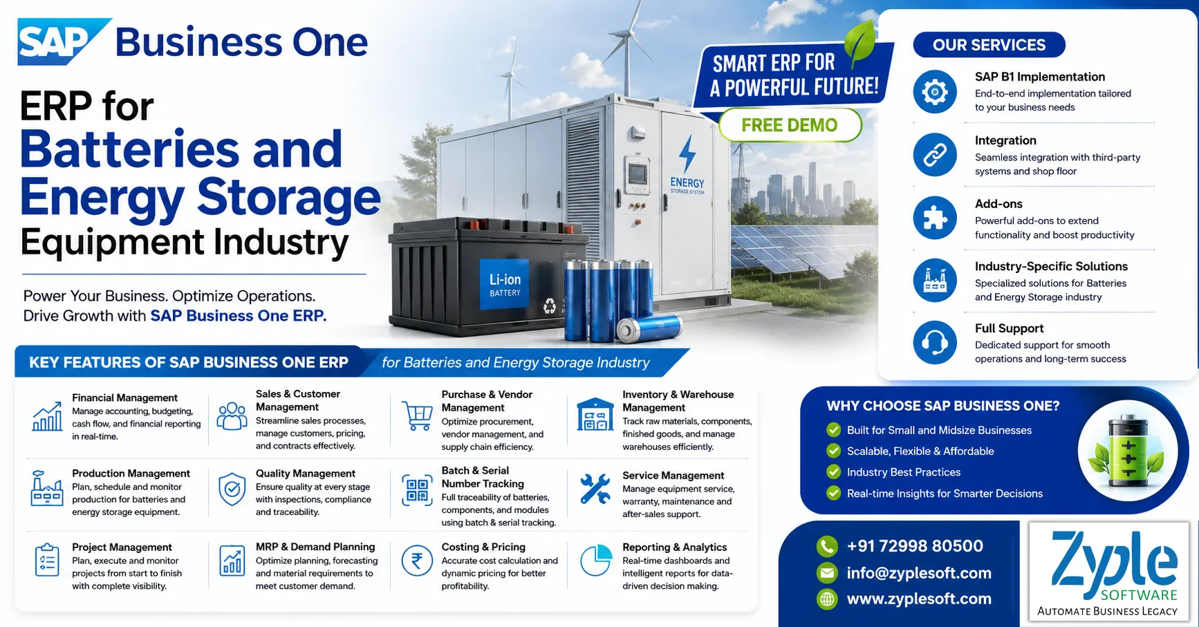 SAP Business One ERP for Batteries and Energy Storage Equipment Industry by Zyple Software