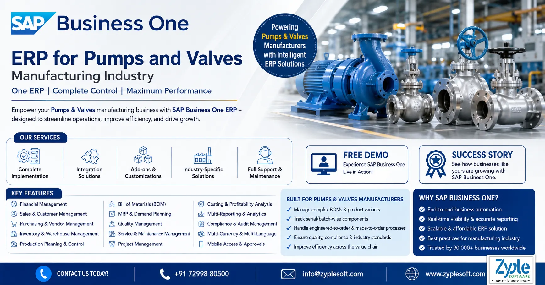 SAP Business One ERP for Pumps and Valves Manufacturing industry
