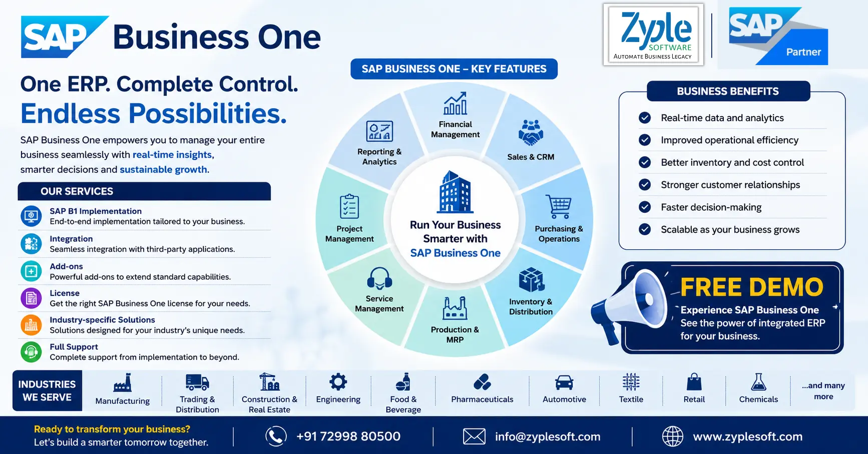 SAP Business One Partner providing ERP implementation, consulting, customization, and support services for businesses.