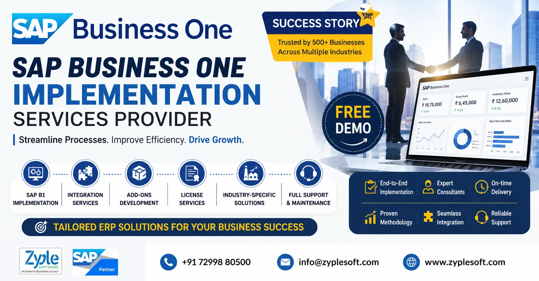 SAP Business One implementation services provider helping businesses deploy ERP software with consulting, integration, customization, migration, and ongoing support
