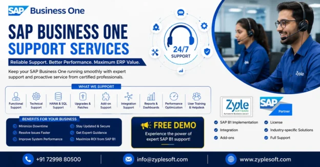 SAP Business One Support Services by Zyple Software – SAP B1 functional and technical support, implementation, upgrades, integration, add-ons and ERP optimization
