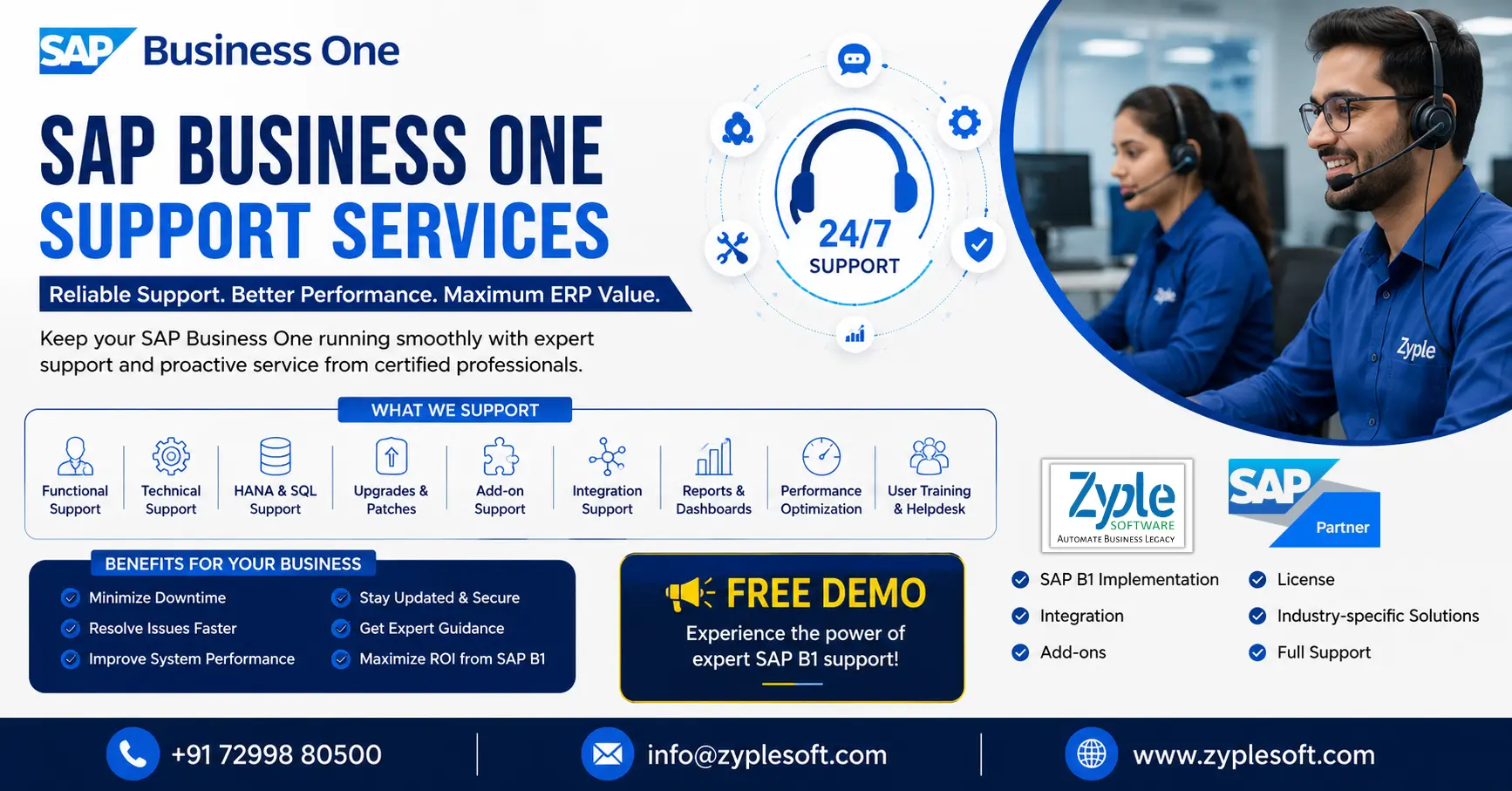 SAP Business One Support Services by Zyple Software – SAP B1 functional and technical support, implementation, upgrades, integration, add-ons and ERP optimization