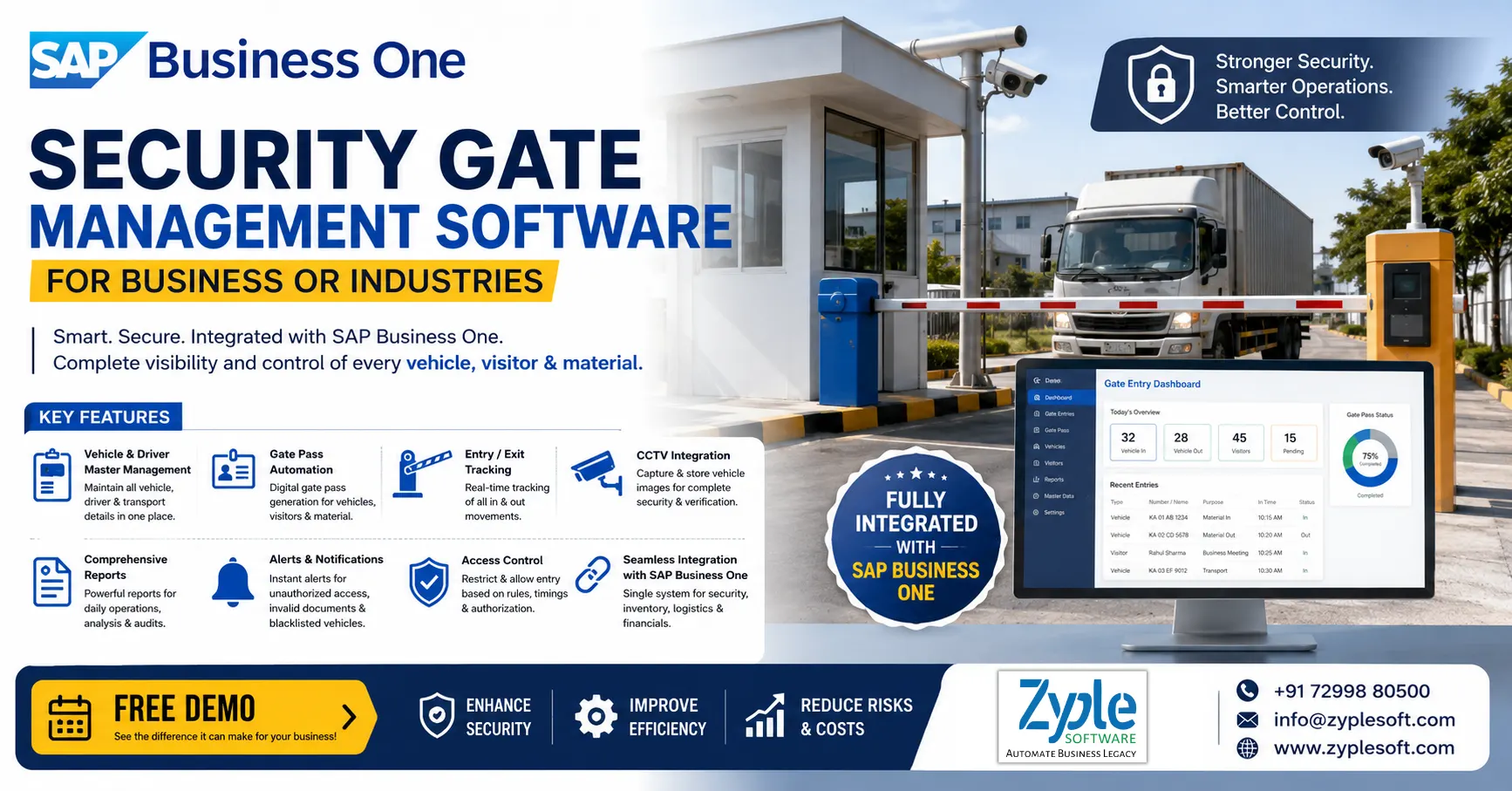Security Gate Management Software for business and industries integrated with SAP Business One