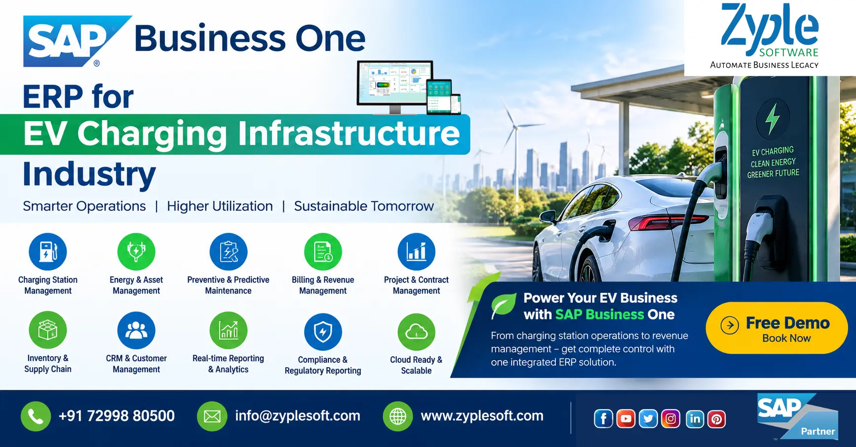 SAP Business One ERP for EV charging infrastructure management by Zyple Software
