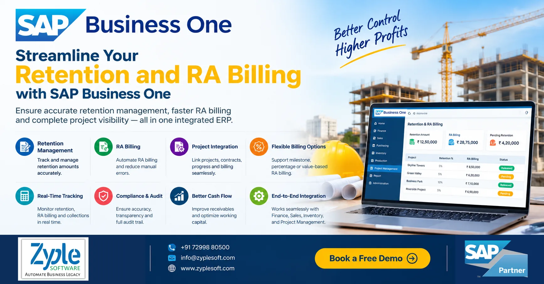 SAP Business One for retention management and RA billing by Zyple Software