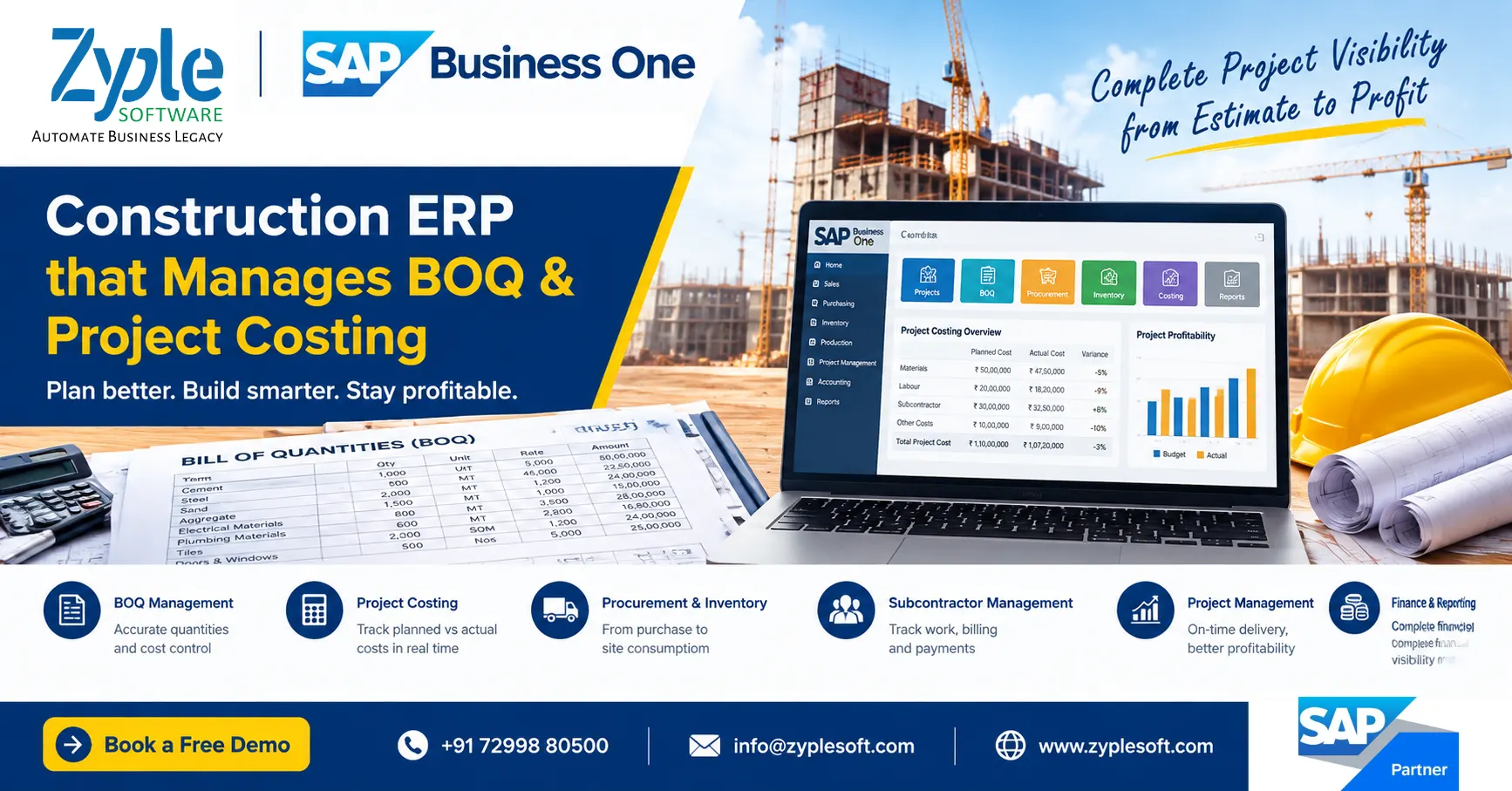 Construction ERP for BOQ and project costing using SAP Business One